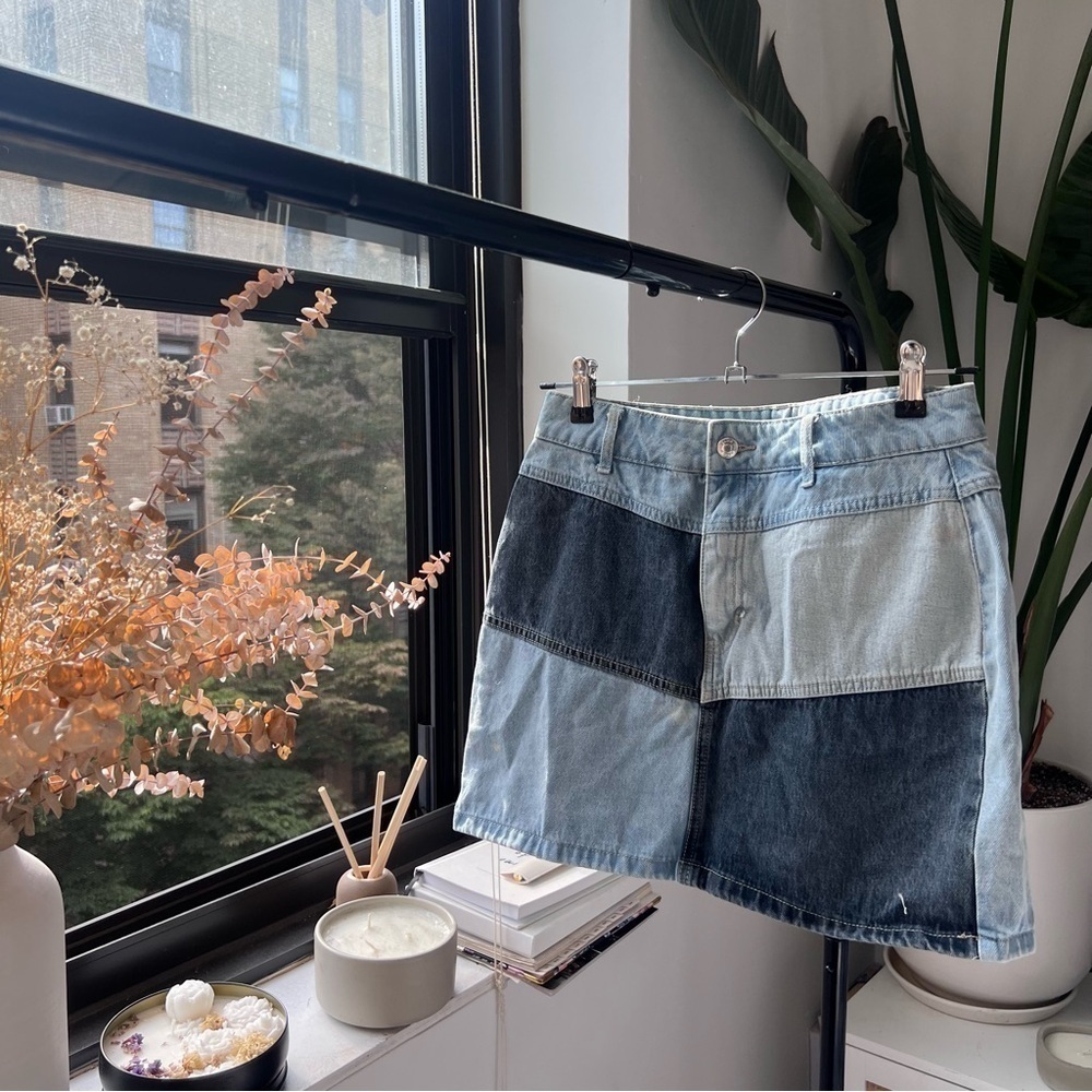 Wild fable color block denim skirt